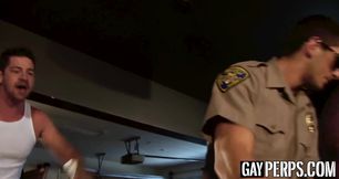 Gay suspect hammered hard by police officer and another stud