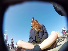 Stunning Brunette&#039;s Asian Footjob Fetish: Upskirt Voyeur Tease