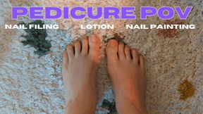 Pedicure POV - Nail Filing and Painting
