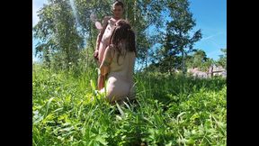 Happy Nudist Couple Fucking Outside of the House