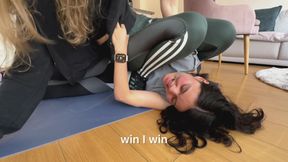 Two Lesbians Have a Wrestling Match with Submission Holds to See Who Drives the Car