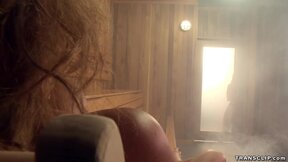 Huge boobs MOMMY fucking Transgender in sauna