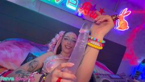 Brian Pumps Scarlett Full of Cum While Glowsticks Light Her Stockings!