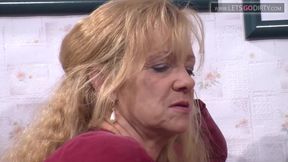 Two horny milfs sucks a huge cock then one rides it to a cumshot