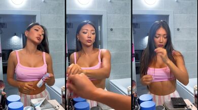 Sexy Asian Girlfriend's dancing and cooking breakfast