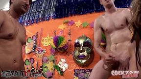 Creampies, belly chains and complete chaos in the cock sucking challenge – All group sex part 3