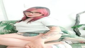 Latina student gets a facial in public booth