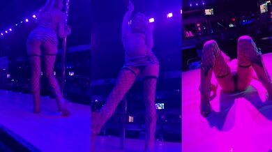 ChloePuddles strips down raw on stage with pierced clit and petite blonde curves