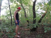 Middle eastern twink is peeing from his fat cock in public