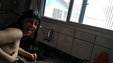 My wife and me having sex with the window opened