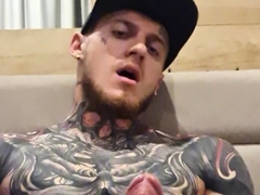 Hunk guy Ryan Moore jerks off his big cock