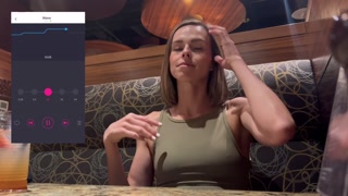 Cumming hard in public restaurant with Lush remote controlled vibrator
