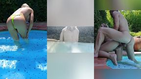je me fais baiser dans la piscine cam immergee 💦💦. cunni, fellation, doggystyle, cum on my face!