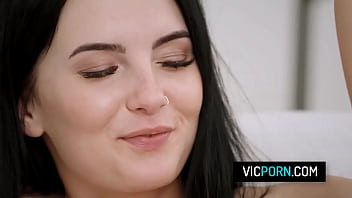 Hot busty babe Simon Kitty gets deepthroated and fucked hard on their new sofa