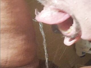 Giving Him His Every Day Golden Shower - Squirt Pee In His Throat