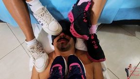 Triple Foot gagging, by Manu, Agatha, Mibby and Slave, FULL HD