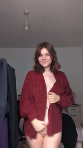 My red cardigan is so comfortable, not as much as being naked though
