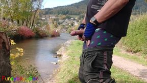 A Gay Emo Guy Jerks off His Thick Cock at Lake Tegernsee and Ejaculates His Semen Into Nature.