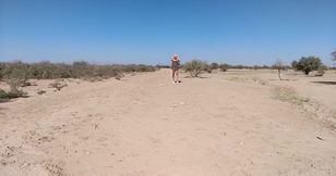 Femboy Slut Strips Desert Beach Shoves Tail Plug Deep Cums Gushing