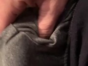 Gray sweatpants tease 1/3 dripping