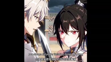 2D Anime Warrior Armor Undoing Ends In Black Haired Ponytail Cowgirl Dominant Cowgirl Vaginal Creampie