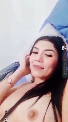 Slim Mexican Woman Masturbating with a Vibrator Alone at Home.