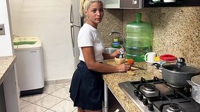 Slutty Blonde Petite Latina Teen Choses To Fuck With Her Stepdad Instead Of Cooking Him Dinner