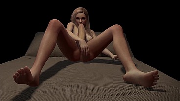 Shemale self blowjob on Bed
