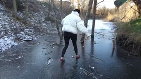 glides in ballet shoes on the ice m