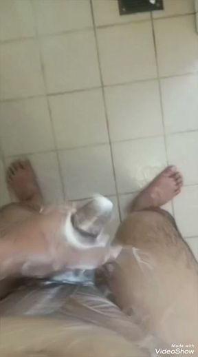 My big dick masterbation in cold shower