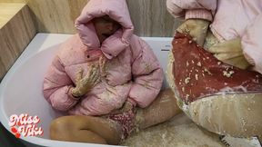 Filling Panties and down Jacket! Jerking off and Ripping!