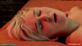 Shemale in red light district has threesome with couple