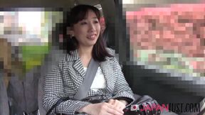 Small tits Japanese cougar bares it all for POV sex