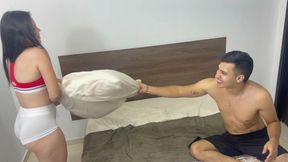 What Started as a Pillow Game Ended with a Great Fuck and a Cumshot in Her Pussy.