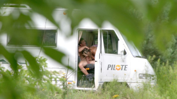 Horny couple fucks in the camper