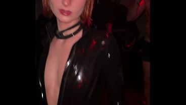 Rave slut in shiny latex takes dick after the club
