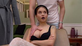 `Busty Applicant Pleasant Exam`: Stretches Gaping Pussy With Trainer Big Cock  POV