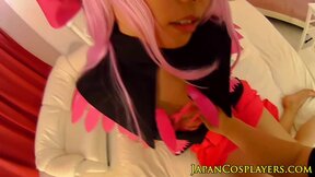 ”Cosply Japanese Beauty Fingers Her Twat, Gets Banged, & Takes A Massive Creampie”