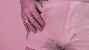 playing with big thick cock in undies and then take it out