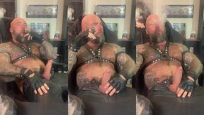 jason collins cigar smoking in leather!