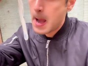 Straight friend left his used condom in garden house so I drink his cum, put condom on and jerk off