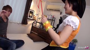 extreme small japanese step-sister 18 talk to defloration creampie fuck by step-brother before halloween in full uncensored porn