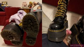 Strong boot ball stomping under her heavy dirty soles