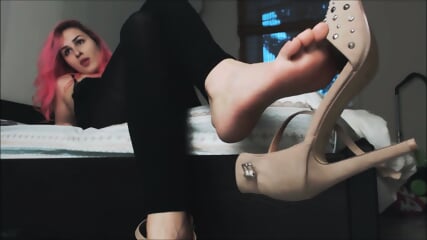 Dangling my beige sandals