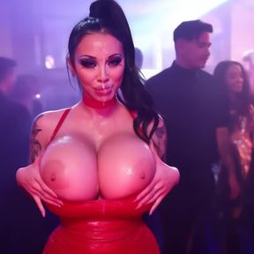 bukkake, facial, goth, a seductive Japanese, video created by AI