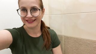 She Pee inside Outdoors Bathroom