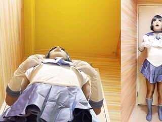 Sailor Mercury inserts electric ass-plug into her arsehole. Cosplayer's masturbation teat/butthole.