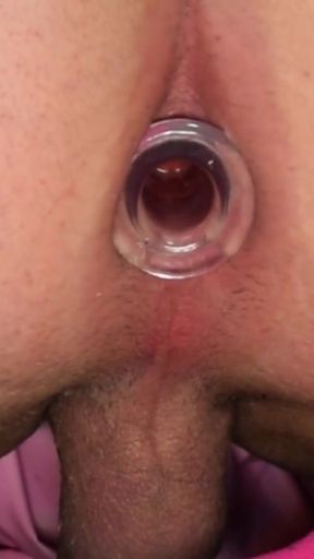 Captivating moment from "Shemale tries hollow anal plug, anal stretcher for the first time"