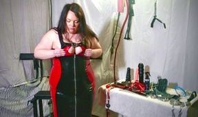 Shining my new latex dress up ASMR