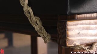 Bound natural busty babe rough fucked and flogged